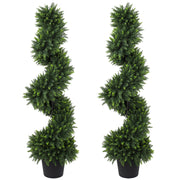 Artificial Spiral Cypress Trees Set of 2 for Easy Tidy Entrance 120 cm Deep Green Homcom