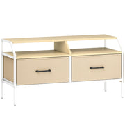 TV Stand Cabinet for 55 Inch TVs with Storage Drawers and Shelves for Living Room, Natural Wood