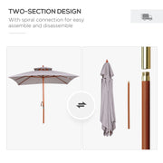 Grey 3 x 3m Garden Umbrella Large Outdoor Parasol with Double Tier Canopy by Outsunny