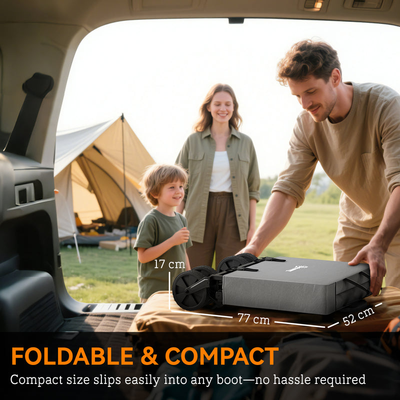 Folding Cargo Wagon Trolley with Telescopic Handle for Camping and Garden in Dark Grey