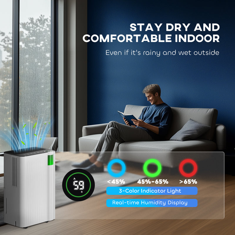 12L Day Dehumidifier with 2L Tank Continuous Drainage Timer and Auto Defrost by HOMCOM AOSOM