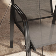 Set of Four Black Stackable Mesh Garden Chairs Lightweight and Durable by Outsunny