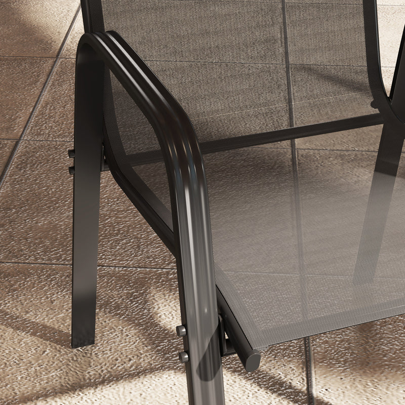 Set of Four Black Stackable Mesh Garden Chairs Lightweight and Durable by Outsunny