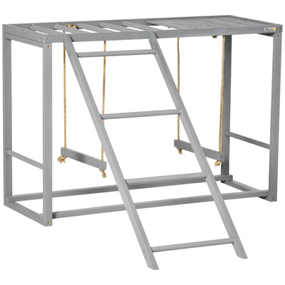 Wooden Chicken Coop with Swing Set for 3 to 4 Hens Promotes Activity and Comfort, Grey