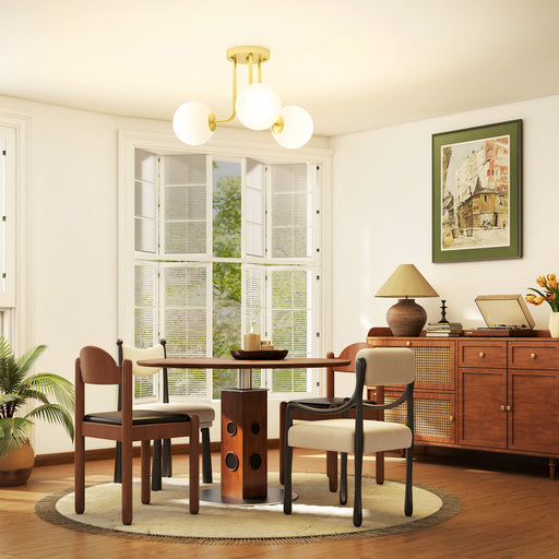 Modern 3 Light LED Ceiling Light with Globe Shades for Living Room and Bedroom Gold Tone