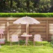 Kids Garden Table and Chair Set with Adjustable Parasol Rainbow Design 4pc Pink by AIYAPLAY Aiyaplay