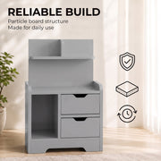 HOMCOM grey bedside table build quality graphic highlighting the particle board structure