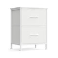 Cloud white and snow white bedside table with 2 fabric drawers