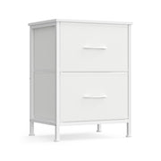 Cloud white and snow white bedside table with 2 fabric drawers