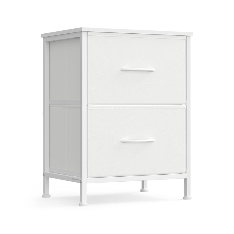 Cloud white and snow white bedside table with 2 fabric drawers