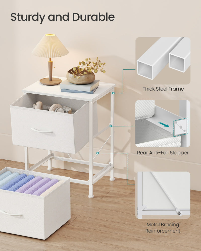 Anti-tip kit and assembly parts included with the bedside table