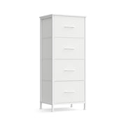 White 4-drawer fabric bedside table, front view
