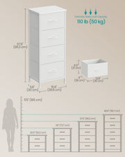 Dimensions diagram of the 4-drawer bedside table, 30 x 39.6 x 95.2 cm