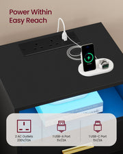 Power strip with 2 AC outlets, a USB-A and a USB-C port set into the tabletop