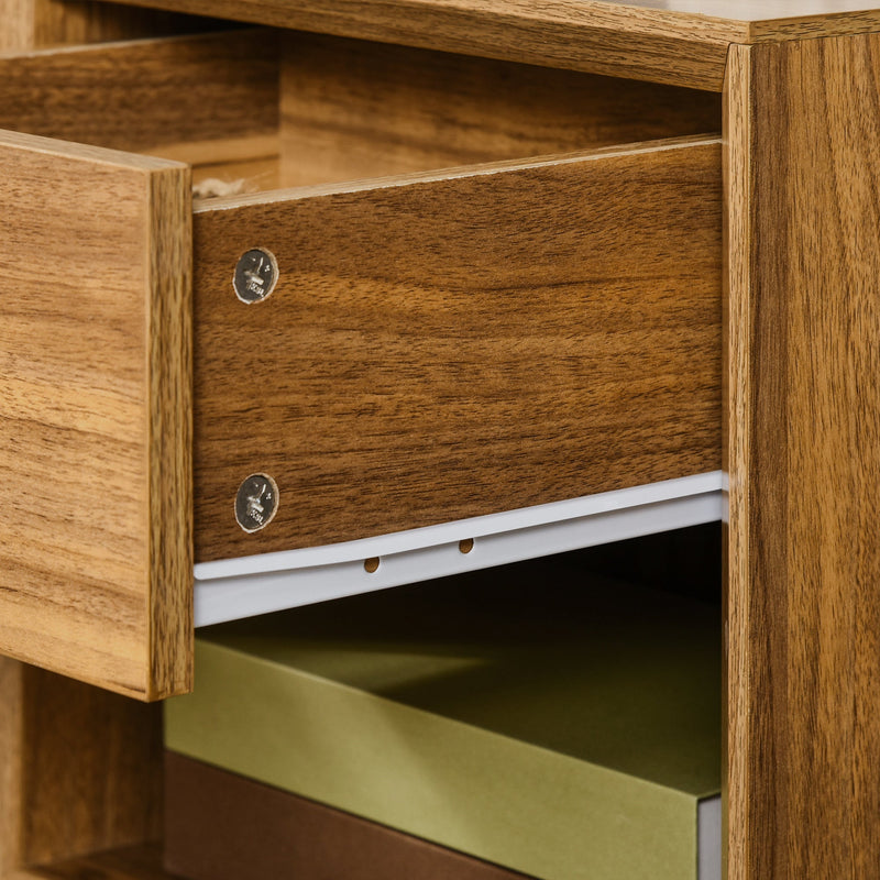 Close-up of the open drawer showing construction detail