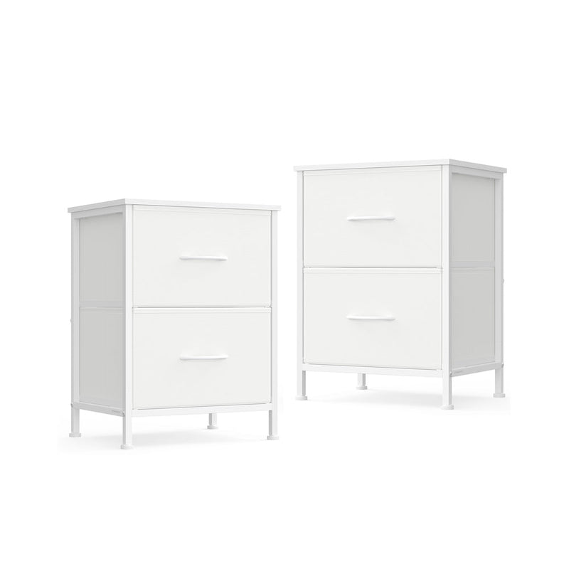 Studio shot of the Songmics BELLAH bedside table set of 2 in Cloud White and Snow White