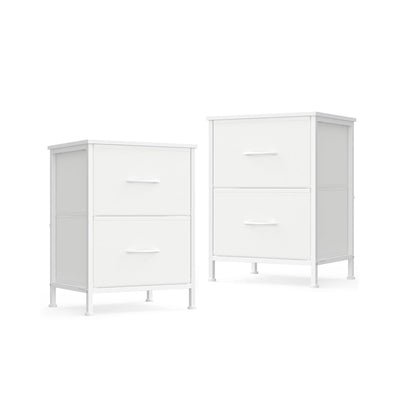 Studio shot of the Songmics BELLAH bedside table set of 2 in Cloud White and Snow White