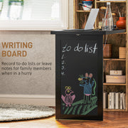 Folding Desk with Blackboard and Side Shelf Rustic Brown Home Office Workstation by HOMCOM