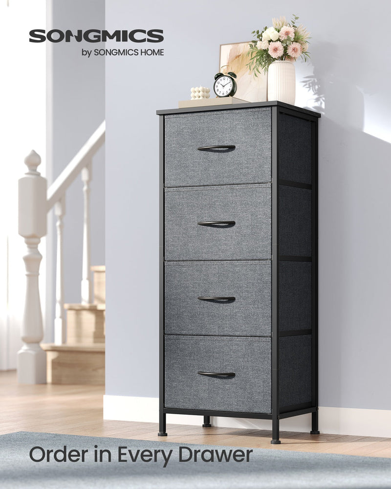 BELLAH 4-Drawer Fabric Chest of Drawers, Slate Grey by Songmics