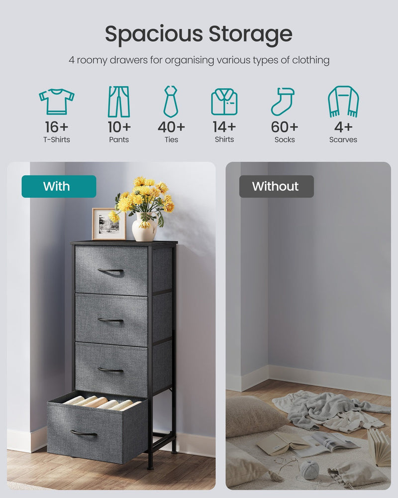 BELLAH 4-Drawer Fabric Chest of Drawers, Slate Grey by Songmics