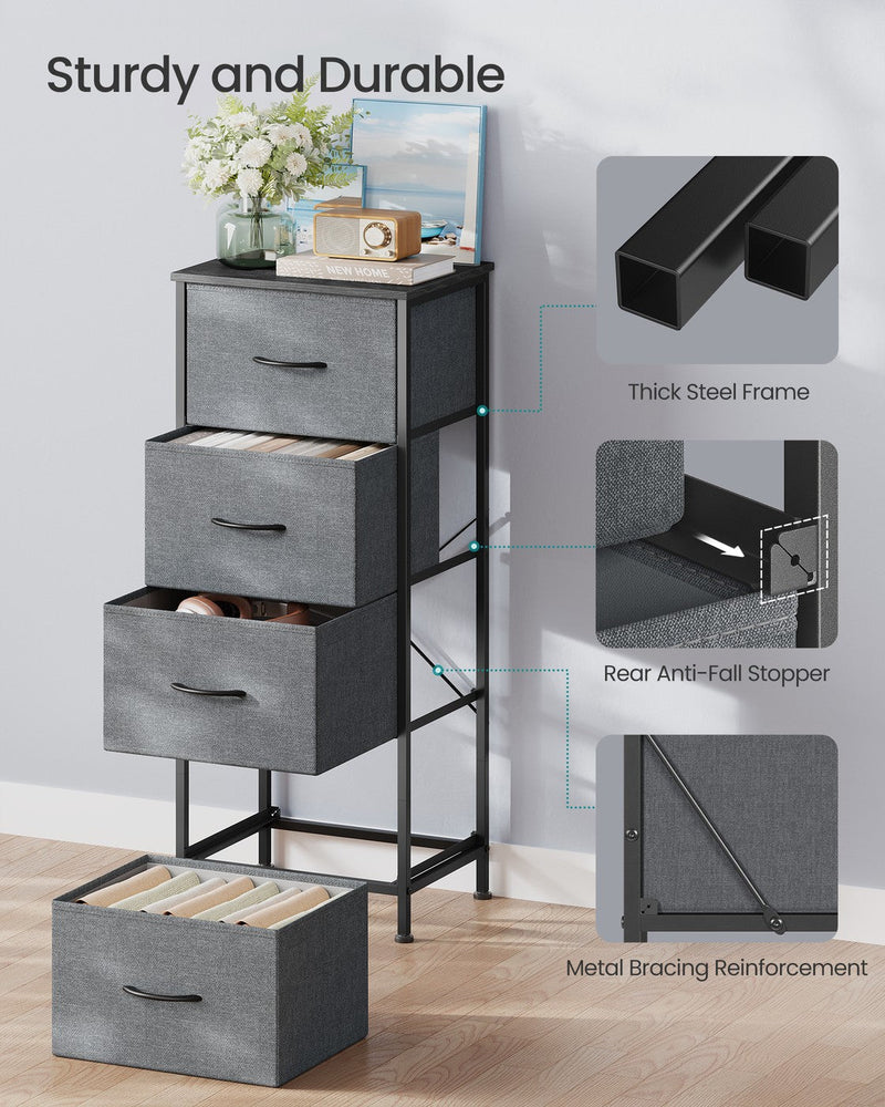 BELLAH 4-Drawer Fabric Chest of Drawers, Slate Grey by Songmics