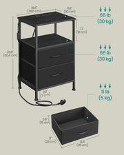 BELLAH bedside table styled in a bedroom setting, ink black