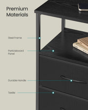 Dimensions diagram of the BELLAH bedside table, ink black