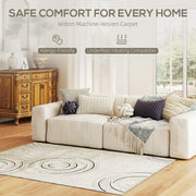 Machine Washable Swirl Pattern Area Rug for Living Room and Bedroom 170 x 120 cm, Cream White