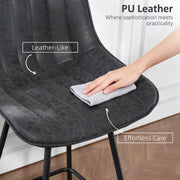 Set of 2 PU Leather Swivel Bar Stools with Adjustable Height for Kitchen Breakfast Bar Black