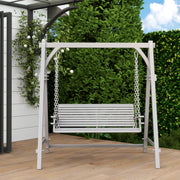2 Seater Wooden Garden Swing Chair with Hammock Bench in Grey by Outsunny