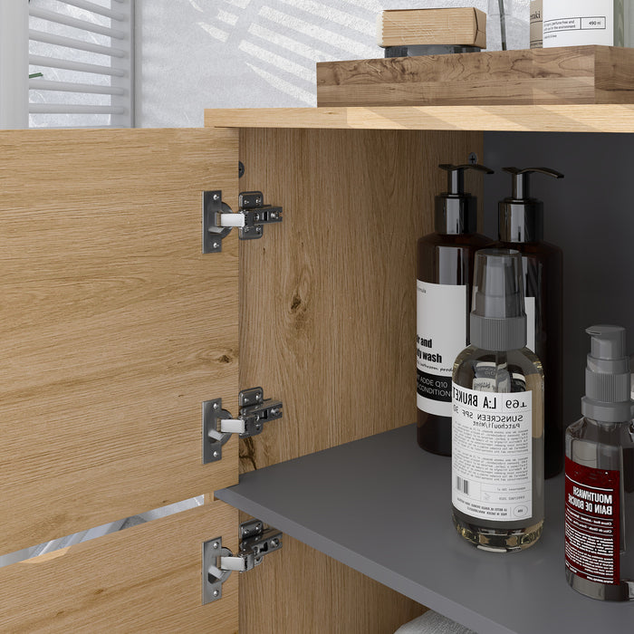 Freestanding Bathroom Cabinet with Open Shelves and Double Doors by HOMCOM
