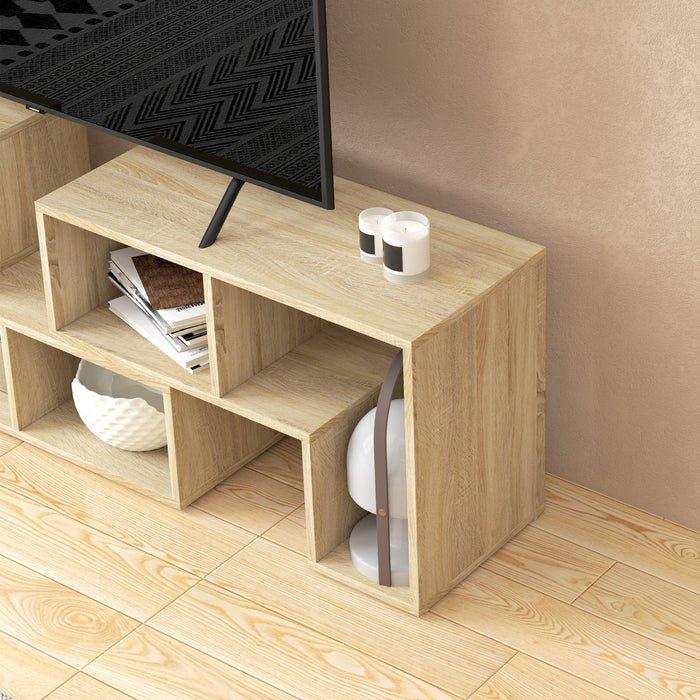 Grey Oak Wood Grain TV Stand for TVs up to 75 Inches with Storage Shelves by HOMCOM