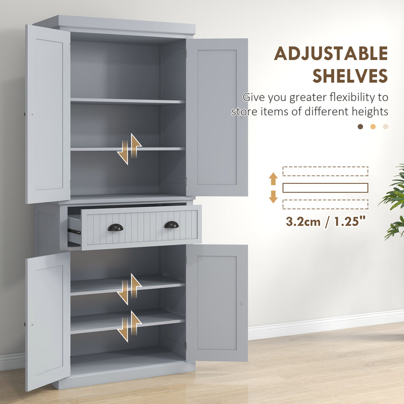 Freestanding Kitchen Storage Cabinet With Shelves And Drawers For Home Organisation Grey