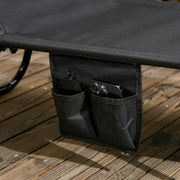 Black Folding Sun Loungers Set of 2 Adjustable Backrests and Face Canopies for Outdoor Use Black Outsunny