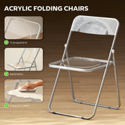 Folding Chairs Set of 4 Space Saving Clear Acrylic for Kitchen Dining or Home Office AOSOM