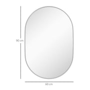 Round Tempered Glass Bathroom Wall Mirror 60cm Ideal for Small Spaces, Silver Tone