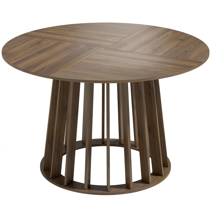 Round Dining Table for Easy Family Meals Wipe Clean Surface Seats 4 to 6 Light Walnut
