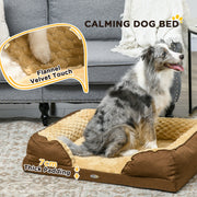 Calming Dog Bed Mattress for Medium Dogs with Removable Cover and Anti Slip Base Brown