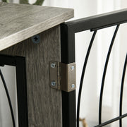 Large Dog Crate End Table with Lockable Door and Washable Cushion for Indoor Use Grey