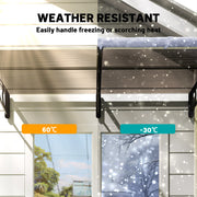 2m Curved Outdoor Front Door Canopy Awning With UV Protection for Porch and Entryway Shelter, Brown