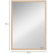 HOMCOM Wall Bathroom Mirror, 70 x 50 cm Wall-Mounted Mirror for Living Room, Bedroom, Hallway, Natural Wood AOSOM