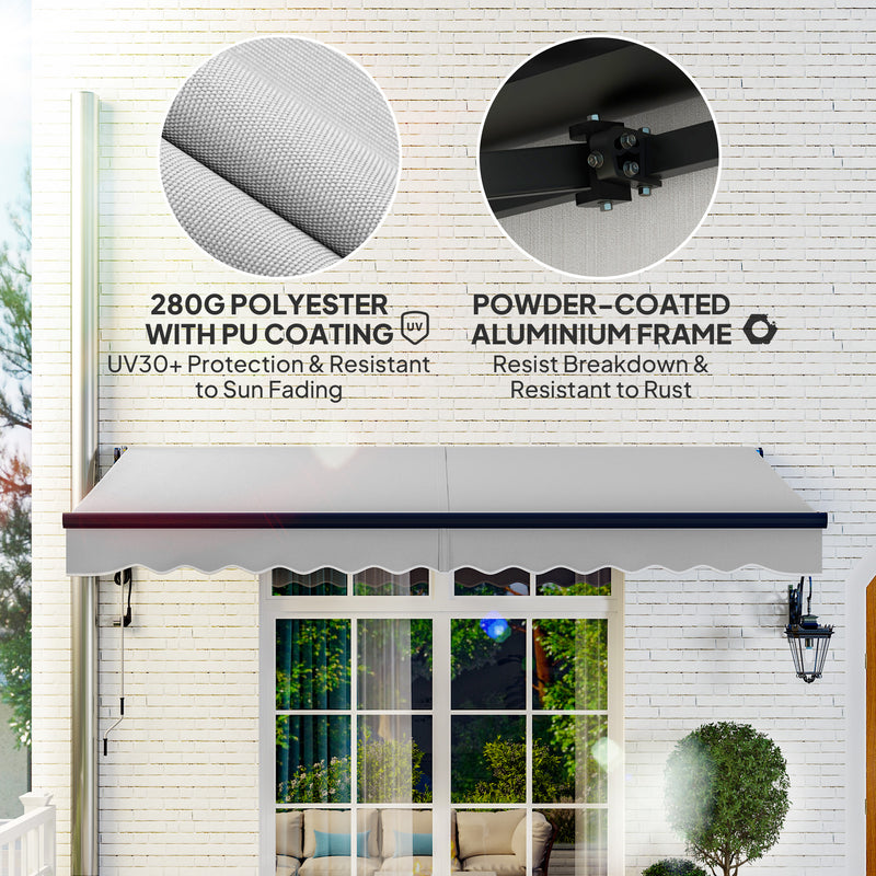 Light Grey 3.5 x 3m Electric Retractable Awning with Remote Control UV30+ Sun Shade by Outsunny