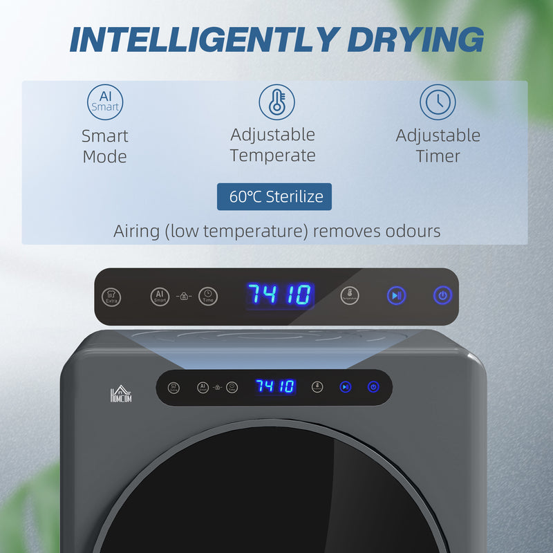 4kg Compact Tumble Dryer with Adjustable Heat Ideal for Small Spaces, Grey
