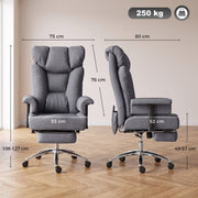 Dimensions diagram of the massage office chair showing 75 cm width, 80 cm depth and 109-127 cm height