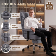 Man seated in the big and tall chair with 250 kg capacity and 55 cm wide seat callouts