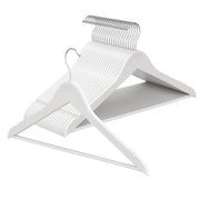Set of 20 birch wood coat hangers in cloud white, stacked view