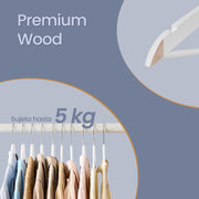 Full set of 20 birch wood hangers laid out