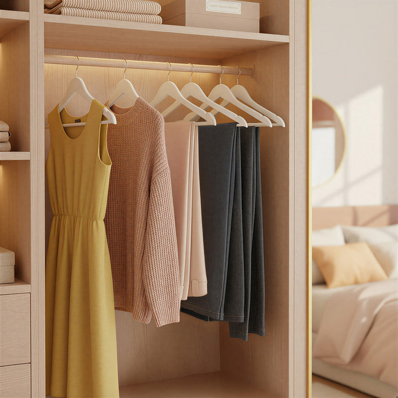Close-up of the smooth shoulder notch on the coat hanger