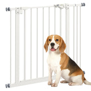 Adjustable Metal Dog Safety Gate 74 to 87cm Wide for Doorways and Stairs White