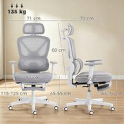 Ergonomic Office Chair with Adjustable Support and Mesh Back for Home Working Grey Homcom
